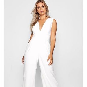 Boohoo Plus Plunge Wide leg jumpsuit